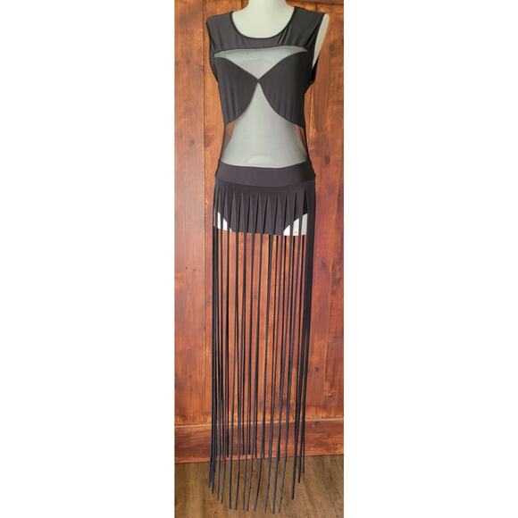 Vintage Uptown USA Black Cut‑Out One‑Piece Swimsuit Size L Made in USA Dramatic - Picture 5 of 16